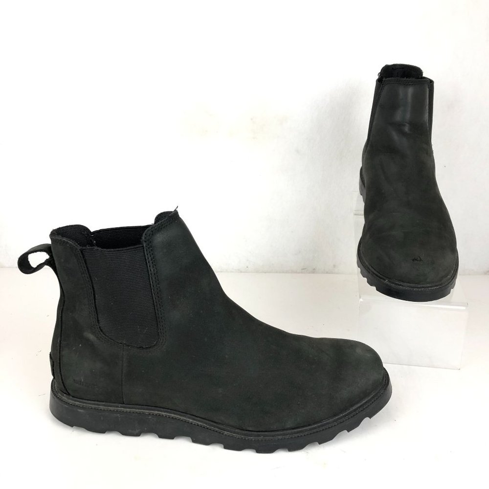 Sorel Women's Size 9.5 Ainsley Black Slip On Flat Chelsea Ankle Booties Boots